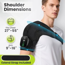 Cordless Heated Shoulder Brace Wrap, Shoulder Heating Pad with Massage