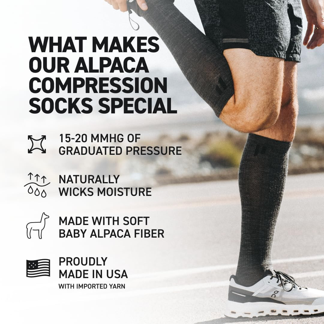 Alpaca Compression Socks for Men and Women, Moisture Wicking Alpaca Wool Socks f thumbnail 2