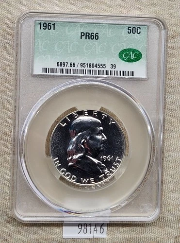 WPCoins ~ 1961 Franklin Half Dollar CAC PF-66