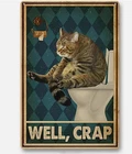 Funny Cat Bathroom Vintage Poster Wall Hanging Tin Metal Signs Home Décor 8x12
