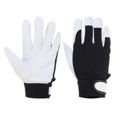 2 Pairs Breathable Goatskin Leather Work Gloves with Hook and Loop, White, XL