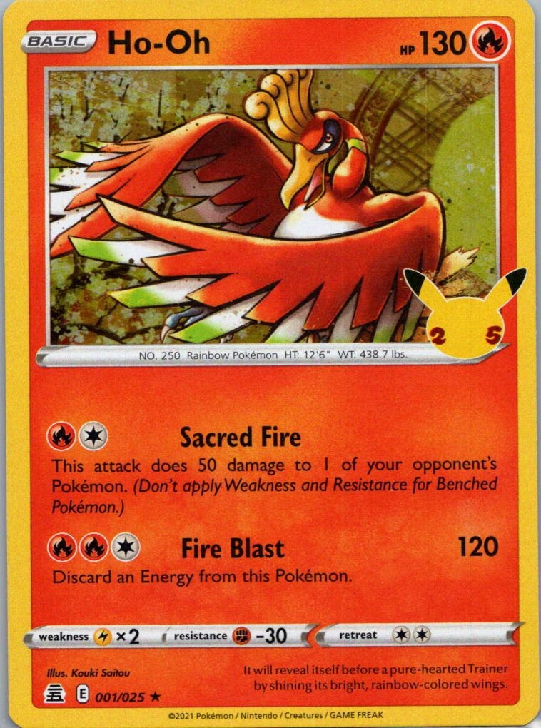 Pokemon TCG Ho-Oh 1/25 Celebrations Holo NM