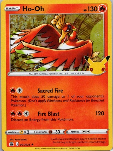 Pokemon TCG Ho-Oh 1/25 Celebrations Holo NM