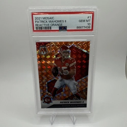 2021 Panini Mosaic Patrick Mahomes II #1 Reactive Orange Prizm PSA 10
