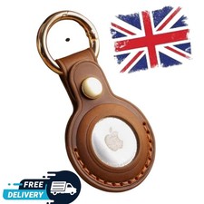 100% Handmade Genuine Leather AirTag Case Holder Protective Key Ring Loop