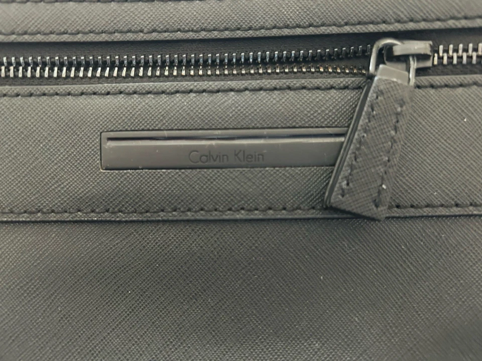 Calvin Klein Men’s Black All Leather Backpack Multiple Compartments  - Image 2 of 4