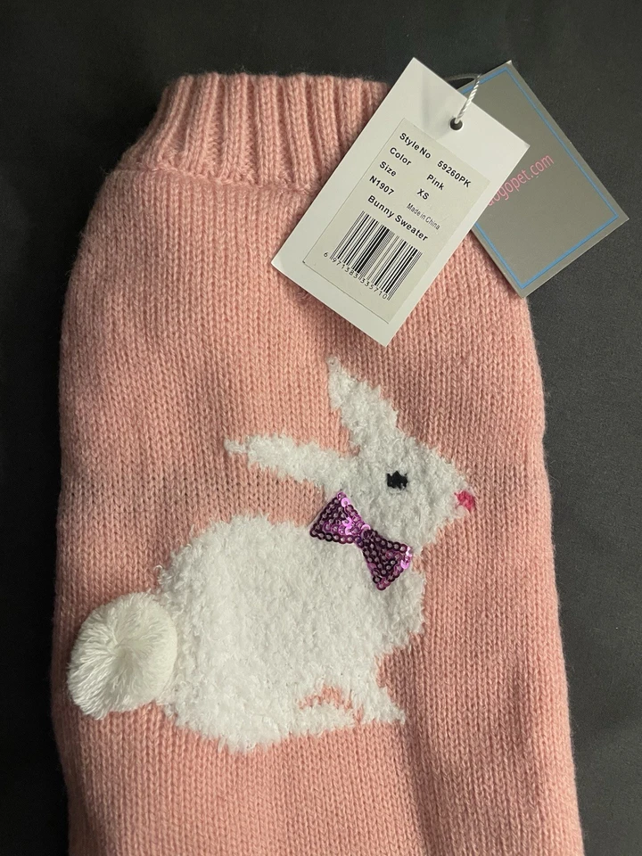 Pink Bunny Sweater Brand New With Tags Size Extra small For Small Dog - Image 2 of 4