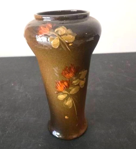 Antique Early Weller Owens Art Pottery Floral Vase Signed 10.5" Utopian