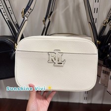 NWT Lauren Ralph Lauren Carrie Pebble Leather Crossbody Bag Cream