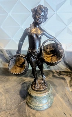 Bronze Statue Sculpture   Classical Female Figure   Marble Base c.1930 1950