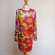 Primark UK 10 Bright Floral Mesh Bodycon Mini Dress Retro Y2K