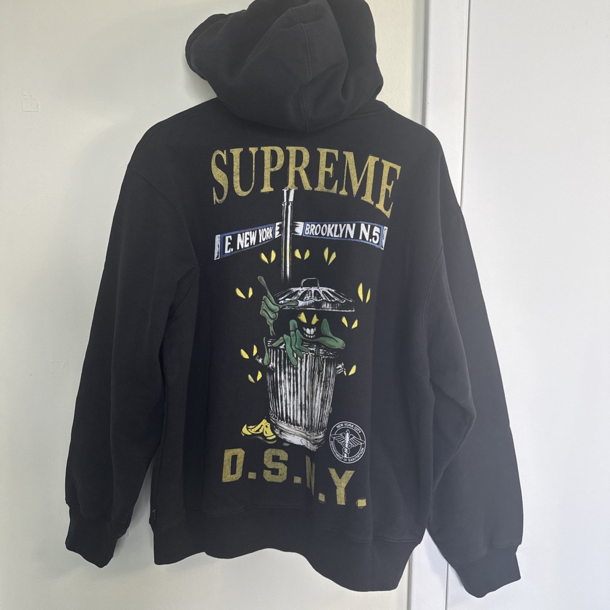 Medium In Hand - BLACK Supreme DSNY Zip Up Hooded Sweatshirt