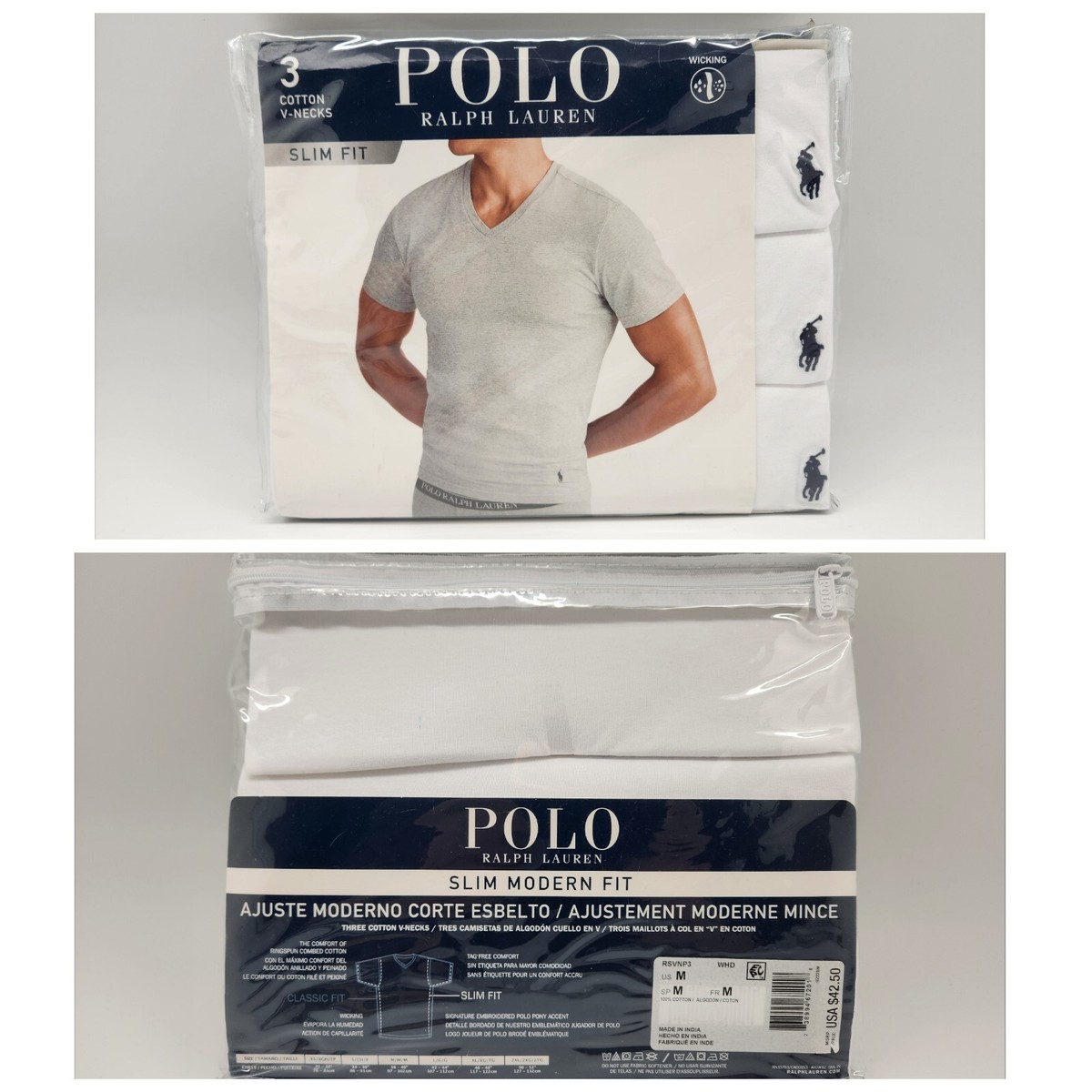 （US発)POLO RALPH LAUREN スリム Tシャツ 5枚パック POLO RALPH LAUREN 5 Pack Slim Fit Crews 5 White/Cruise Navy