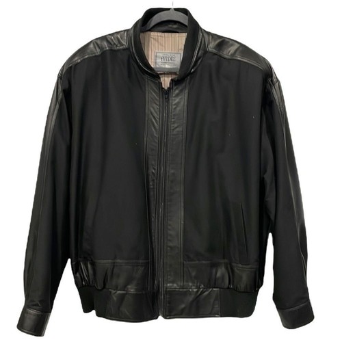 Vintage ANDRE Mens Jacket Leather Bomber Jacket Black Sz 44 - Image 1