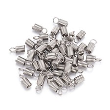 500pcs Steel Color 304 Stainless Steel Terminators Bracelet Cord Coil 11x5mm