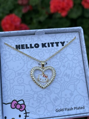 Jacmel Jewelry Sanrio Hello Kitty Enamel & Cubic Zirconia Heart Pendant Necklace