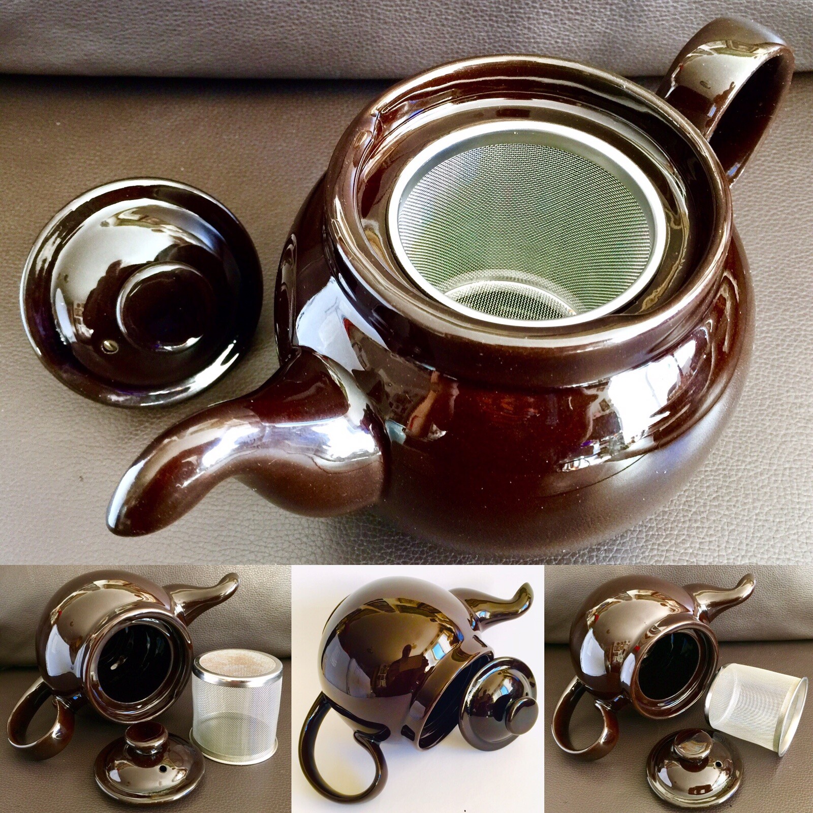 New Ian McIntyre Re Engineered “Brown Betty” Treacle Glazed Teapot (4