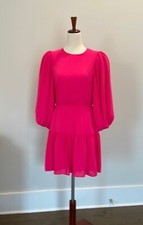 ALICE + OLIVIA Solid Pink Tiered Puff Sleeve Shayla Mini Dress Size 4