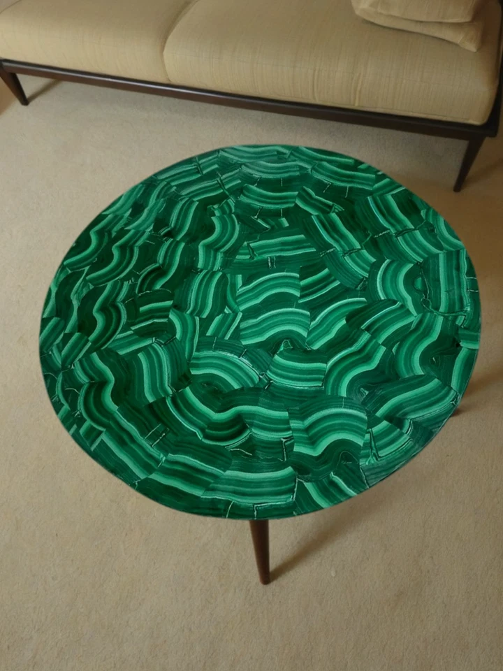 Exquisite Green Malachite Coffee Table – Luxury Gemstone-Inspired Design - Image 3 of 4