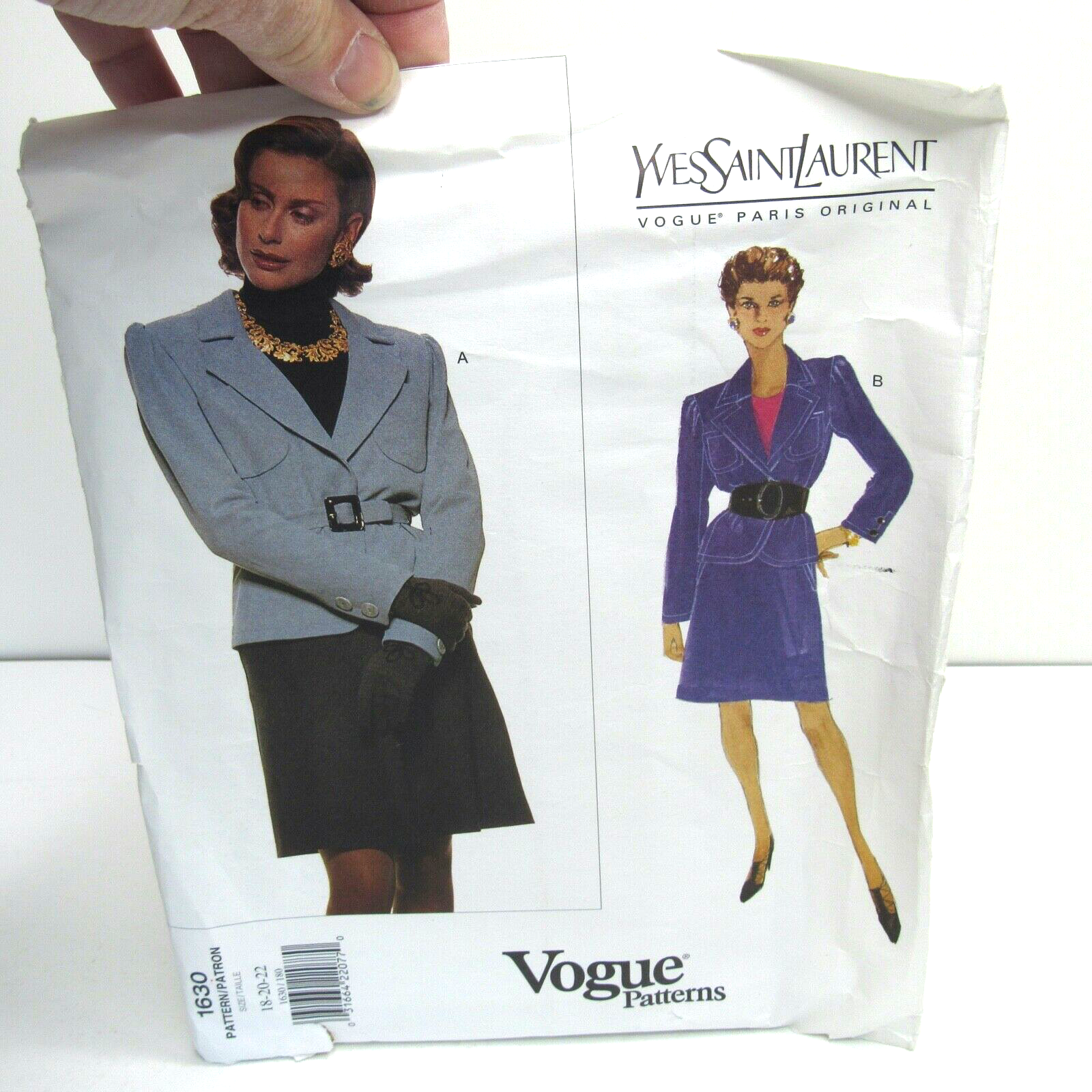 Vintage Vogue Paris modello originale #1630 Yves Saint Laurent taglia 18 20 22