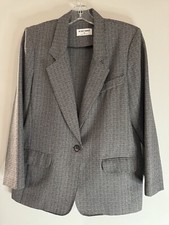 Vintage Alfred Dunner Plaid Tweed One Button Blazer Jacket Womens Size 8