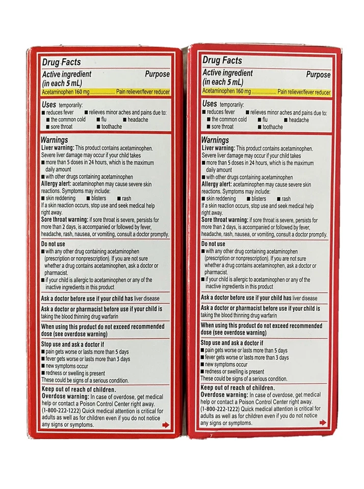 Tylenol infantil frio, tosse, dor de garganta 4 oz idades 2-11 uva + cereja (2 PACOTES) - Imagem 2 de 4
