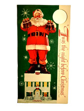 Santa Claus Holding Bottles Of Soda Coca-Cola Promo Bottle Hanger Vintage 1958