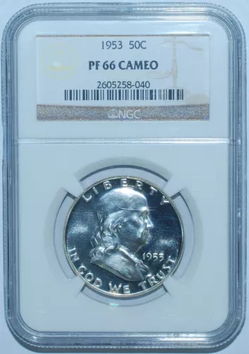 1953 NGC PR66CAM Cameo Proof Strike Franklin Half Dollar