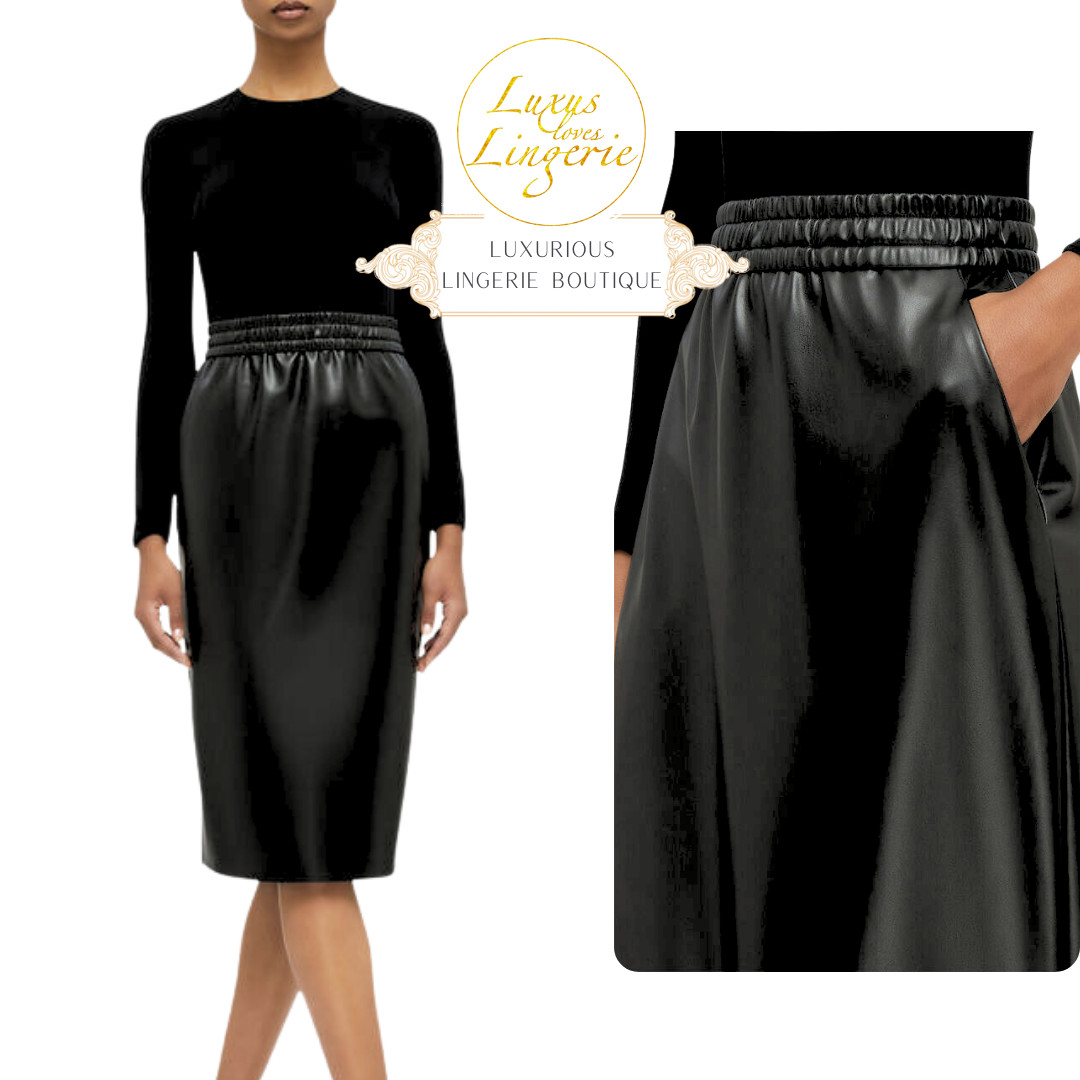 Eco Vegan Skirt By Wolford Black Faux Leather Shine Black XS