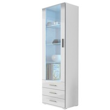 Vitrine SOHO S1 Vitrinenschrank mit Led 1 Tür 3 Schubladen Schrank Wohnzimer