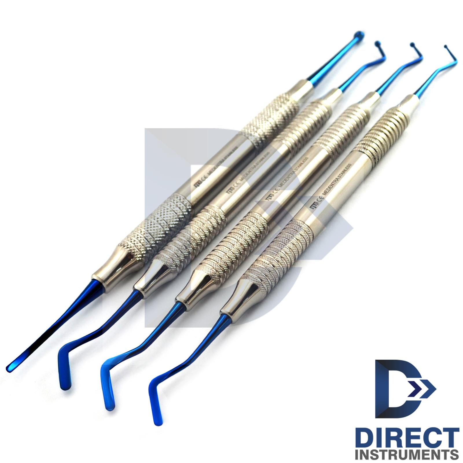 Set Of 4 Dental Composite Filling Instruments Flat Plastic Beavertail