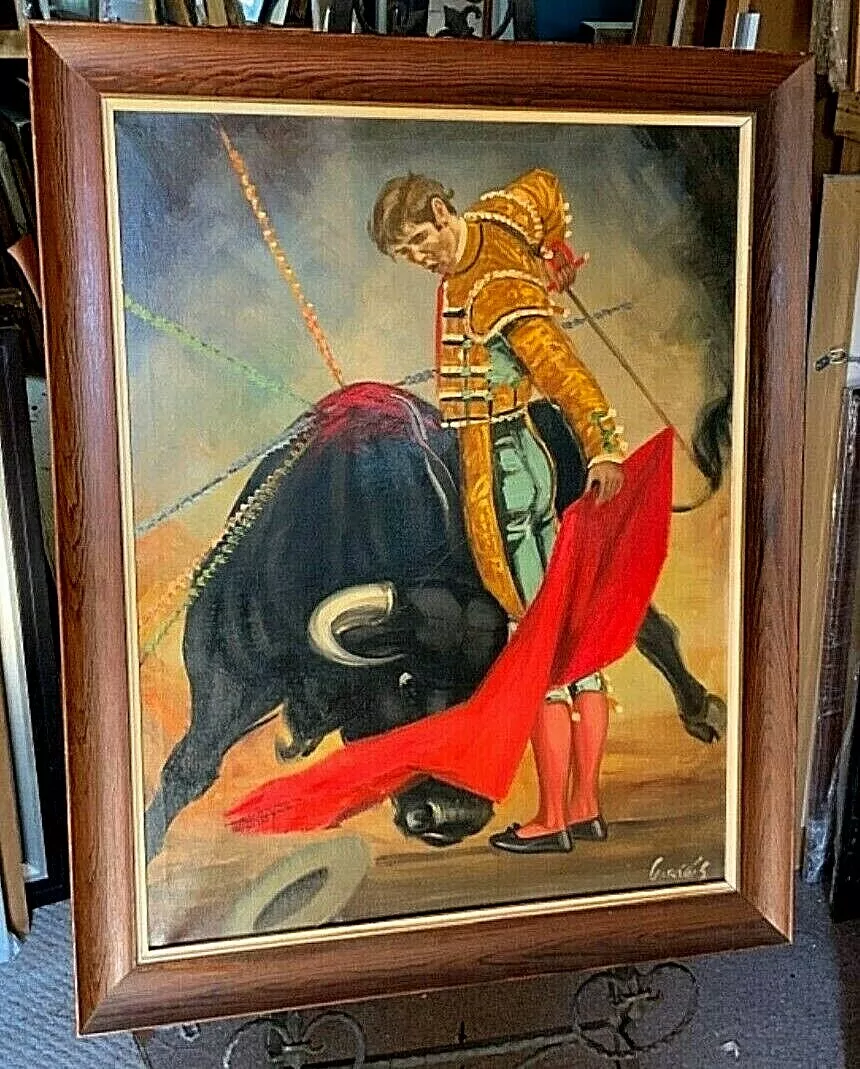 Vintage 1940's Spain Bull Fighter Matador Oil Painting by Cortes Matas |  eBay