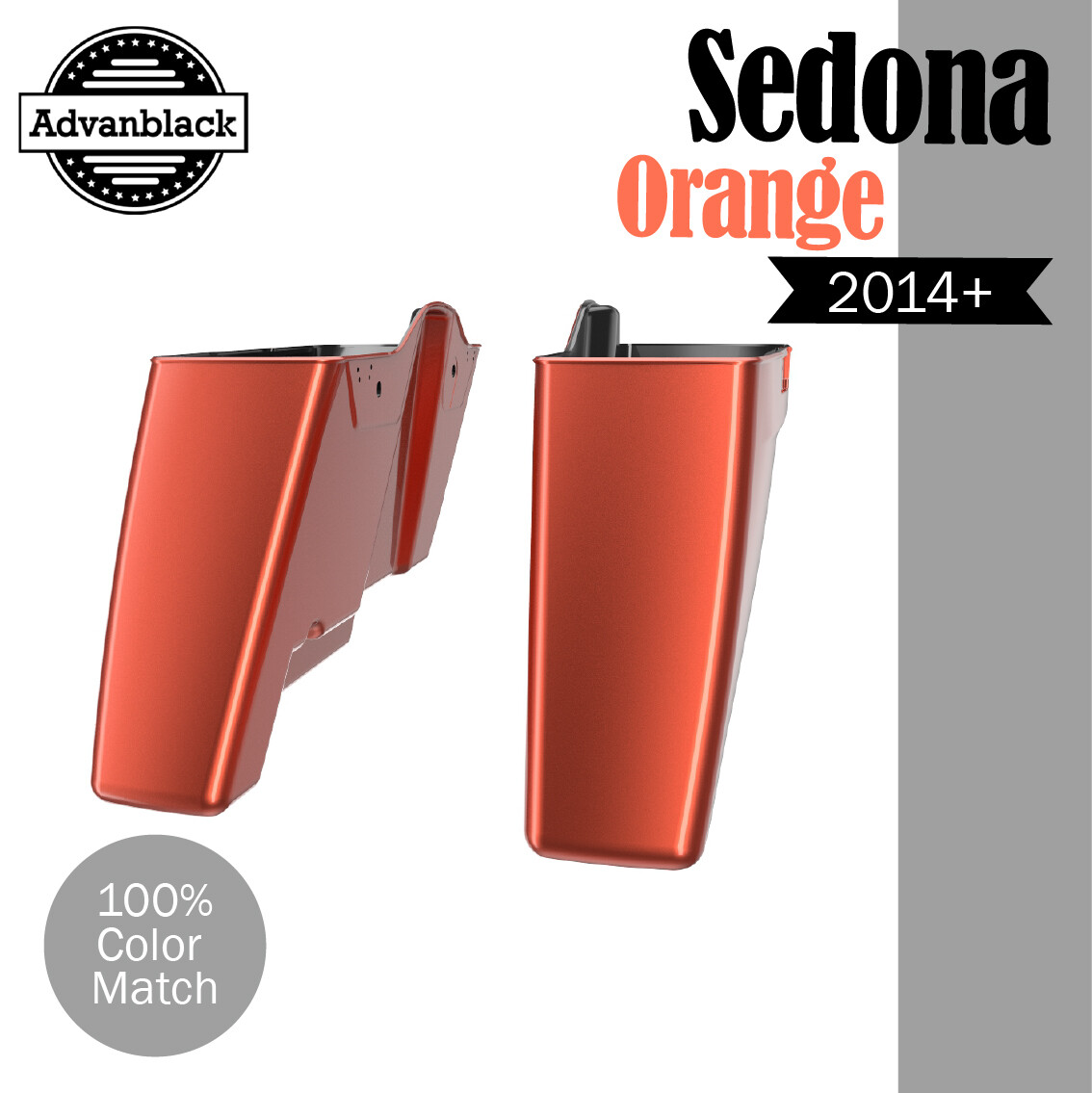SEDONA ORANGE Advanblack No Cutout Stretched Saddlebag Fits 2014+