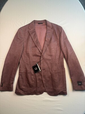 Q by Flynt Blazer Mens Size 42R Q-Booth 2 Button Pink Trim Fit Heathered Jersey
