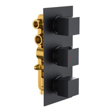 Matt Black Concealed Thermostatic Shower Mixer Valve Kits & Arm, Head, Handsets