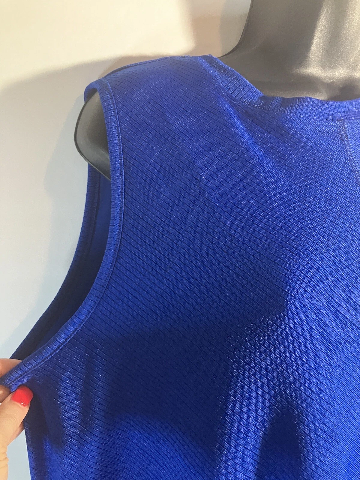 Camicia donna ALYX top senza maniche blusa elasticizzata con cambio taglia XL blu