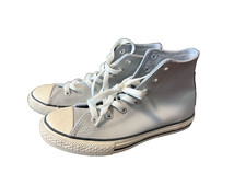 Youth Kids CONVERSE gray leather Size 3 All Star Lace-up Shoes Sneakers EUC