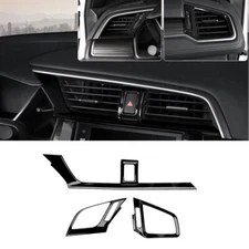 For Honda Civic 10th 16-2021 Bright Black Central Console Air Outlet Vent Frame