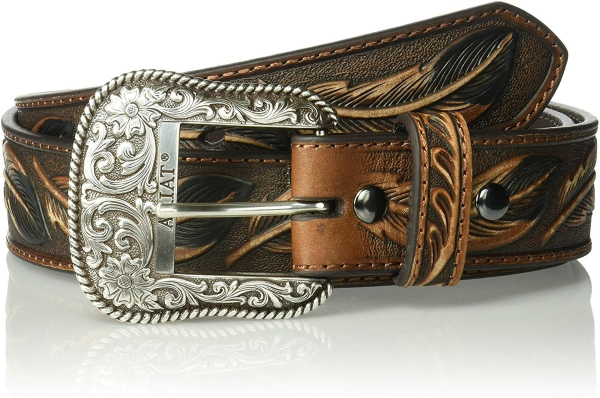 Ariat Mens Western Floral Leaf Embossed Leather Belt | eBay