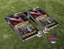 American Flag Eagle Stand for the Flag Cornhole Board Vinyl Wrap Laminated Decal