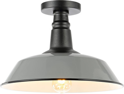 Camila 14'' Industrial Iron LED Semi Flush Mount - Cozy Warm Light Fixture