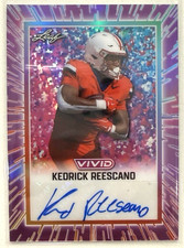 2025 Leaf Vivid Football Base Purple Prismatic Auto 5/7 Kedrick Reescano #BA-KR1