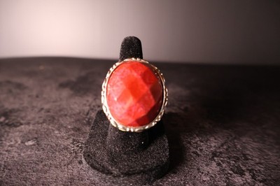 Signierter Alan K Sterlingsilber Rubin Glas Emaille Cocktail Statement Ring Gr. 6 34 g