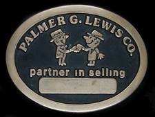 UC03161 VINTAGE 1970s  PALMER G. LEWIS CO.  SOLID BRONZE BELT BUCKLE