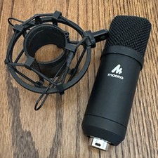 MAONO Podcast Microphone Black Handheld USB 2.0 for Studio Recording w/ Mount