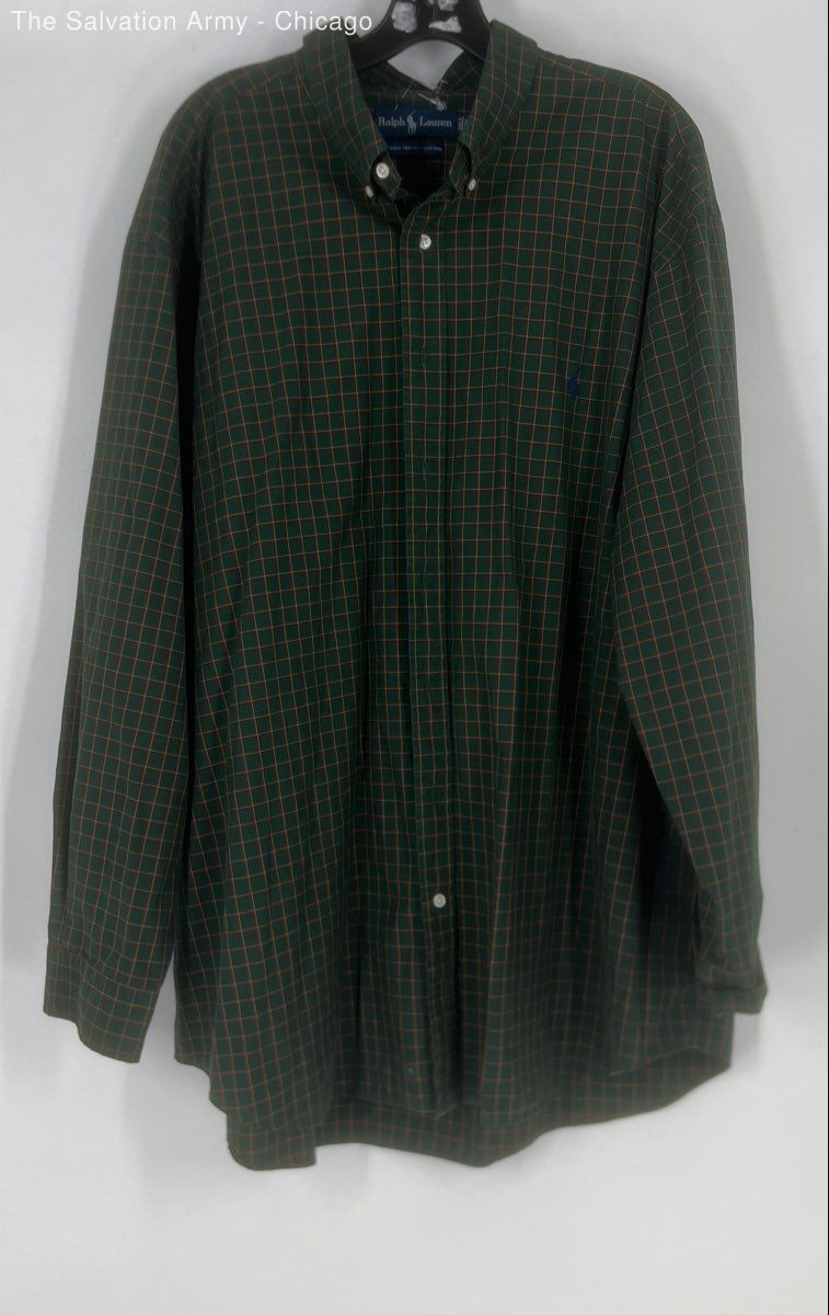 Ralph Lauren Mens Green Red Plaid Long Sleeve Collared Button-Up Shirt Size 2X
