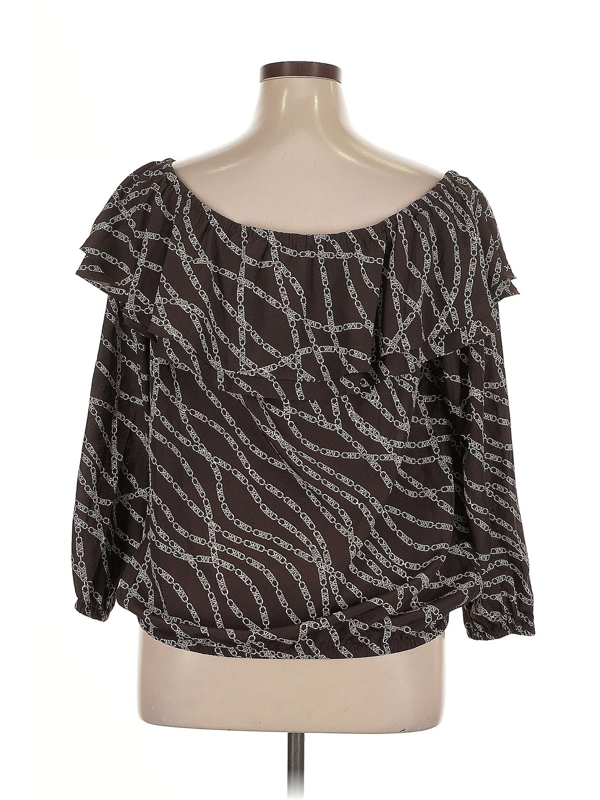 MICHAEL Michael Kors Women Brown Long Sleeve Blouse 0X Plus thumbnail 2