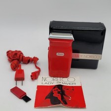 Vintage Lady Norelco Electric Shaver Red w/ Case Manual Brush Cord Tested