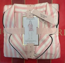 NWT Victoria  s Secret Popular Satin Pajama set short PINK ICONIC STRIPE S   