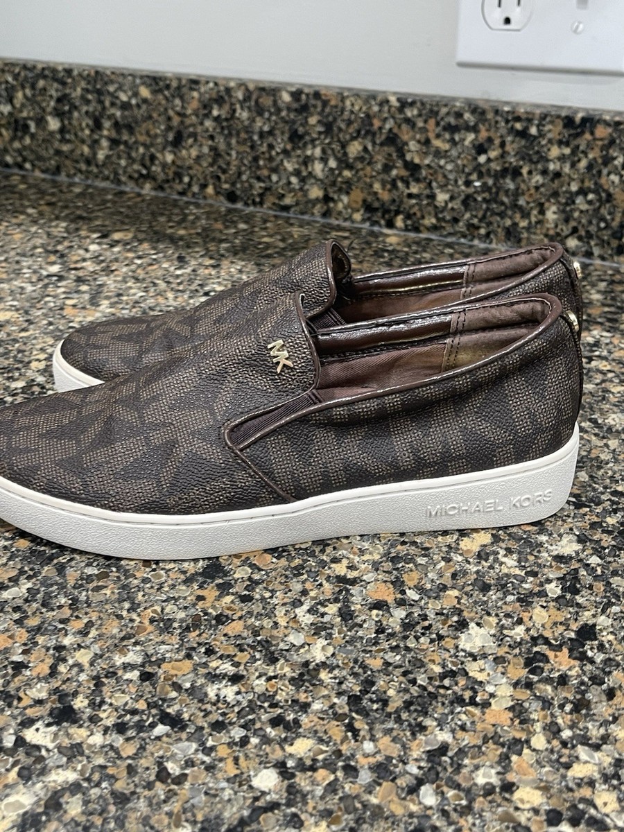 Michael Kors Keaton Brown Slip-On Signature MK Logo Sneaker